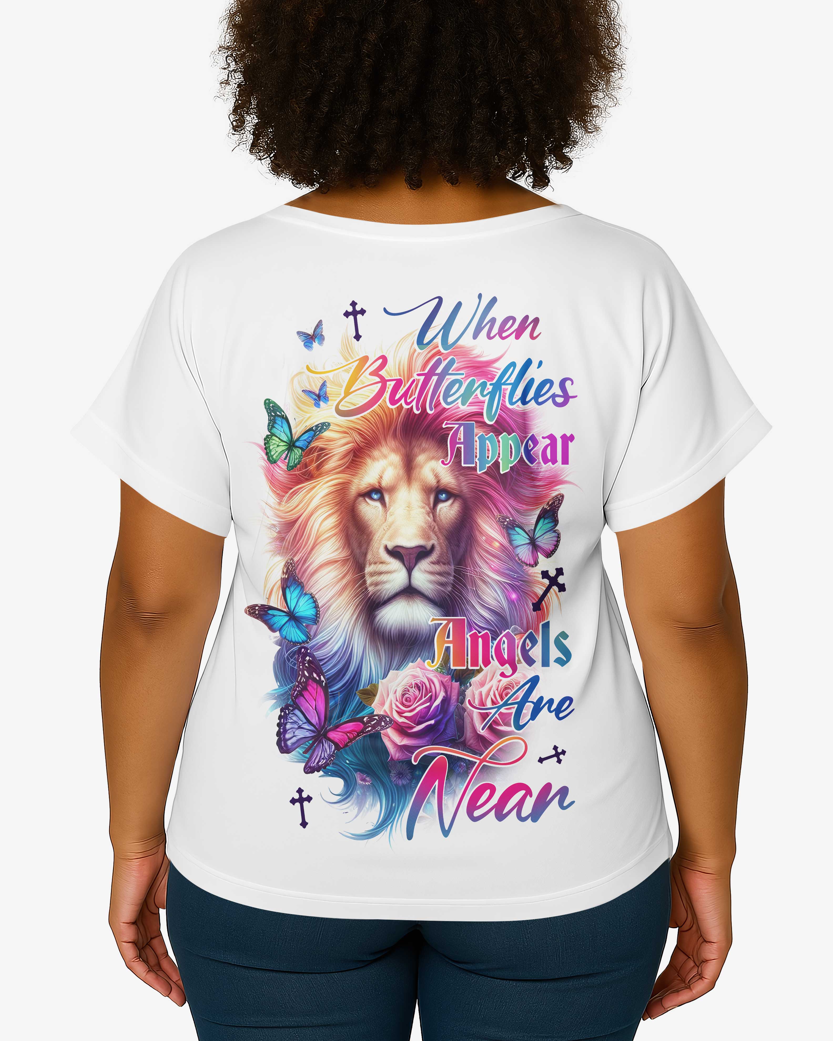 When Butterflies Appear V-neck Dolman Sleeves Shirt