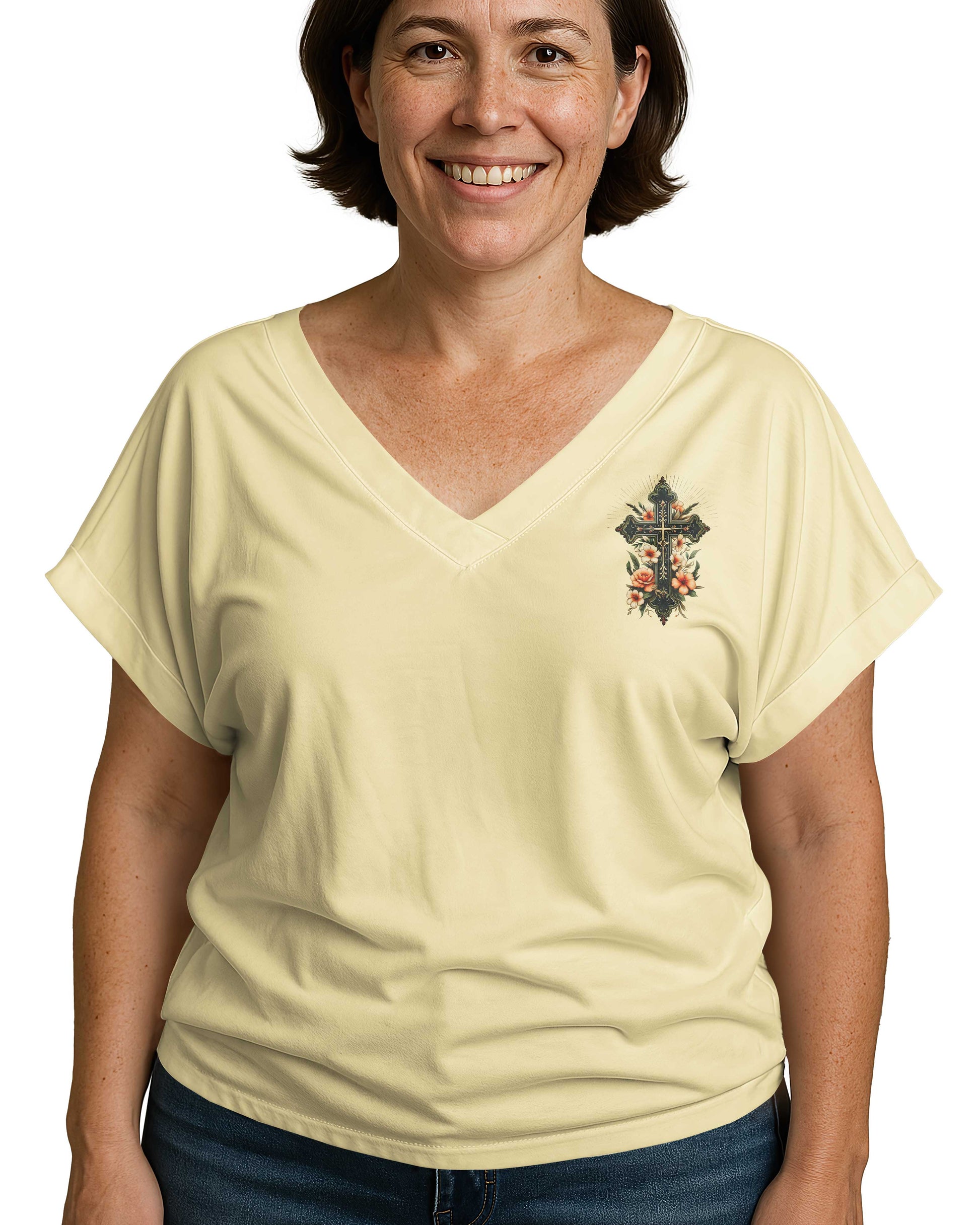 A Praying Mom is a Powerful Force V-neck Dolman Sleeves Shirt