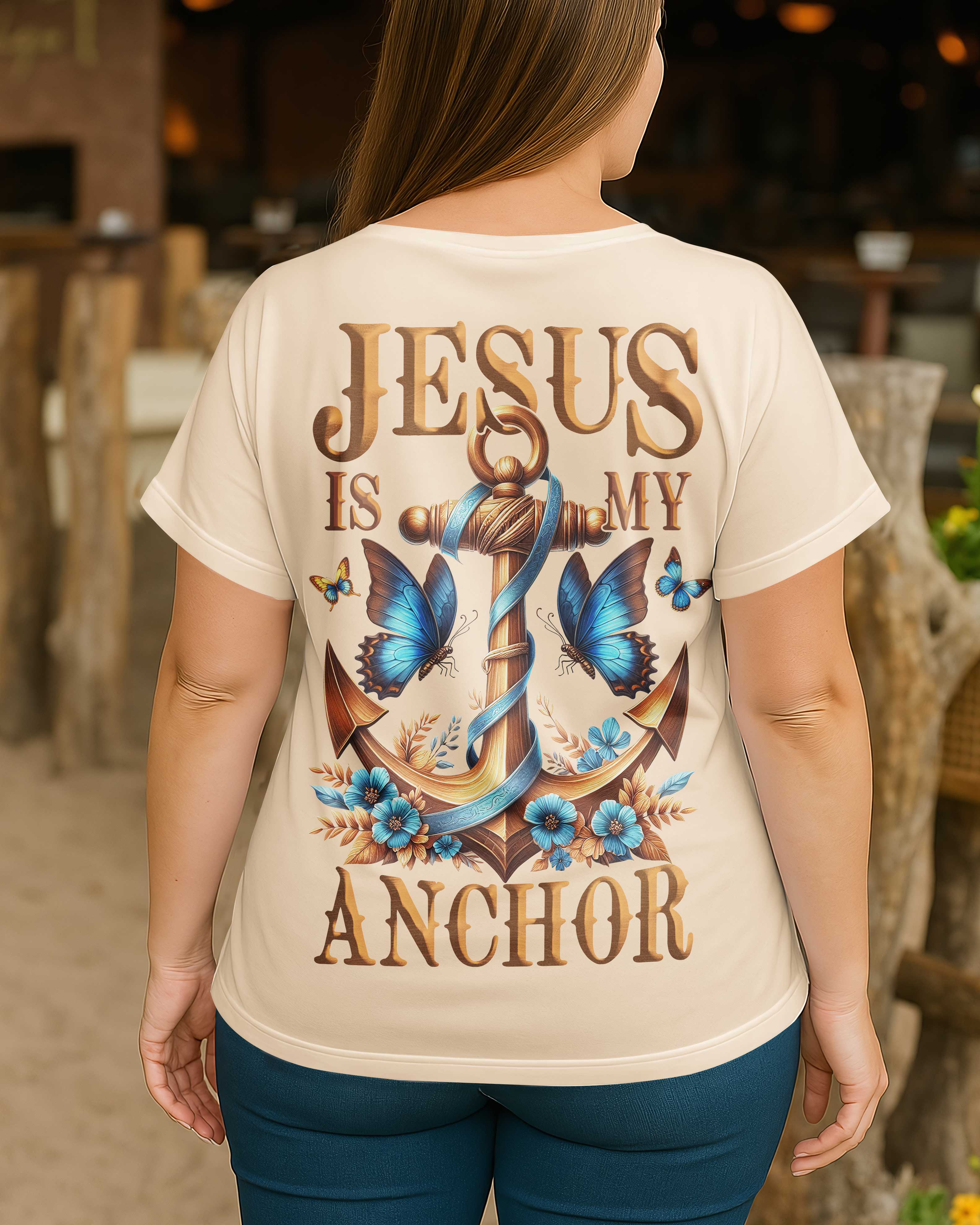 Jesus Is My Anchor All Over Print V-neck Dolman Sleeves Shirt
