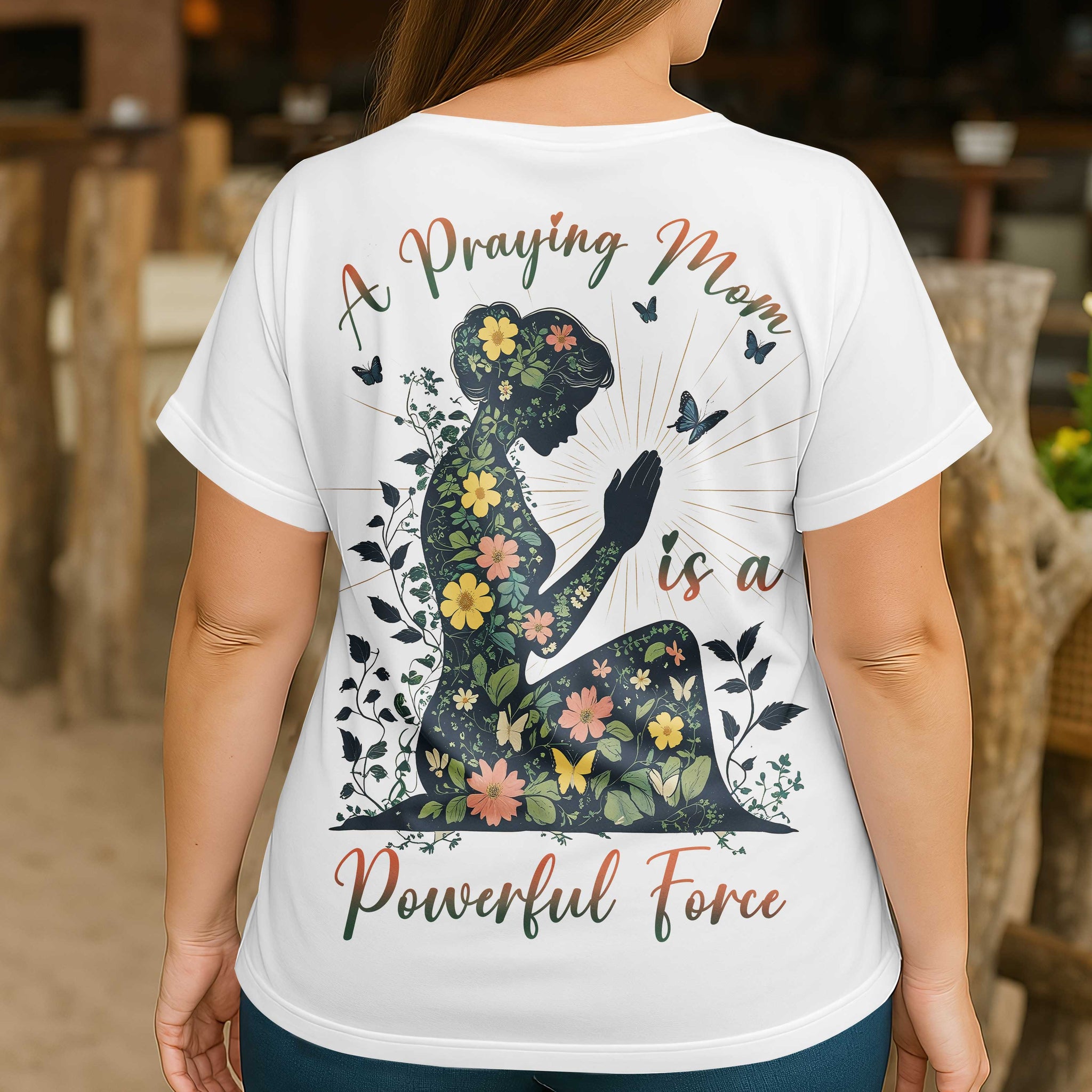 A Praying Mom is a Powerful Force V-neck Dolman Sleeves Shirt