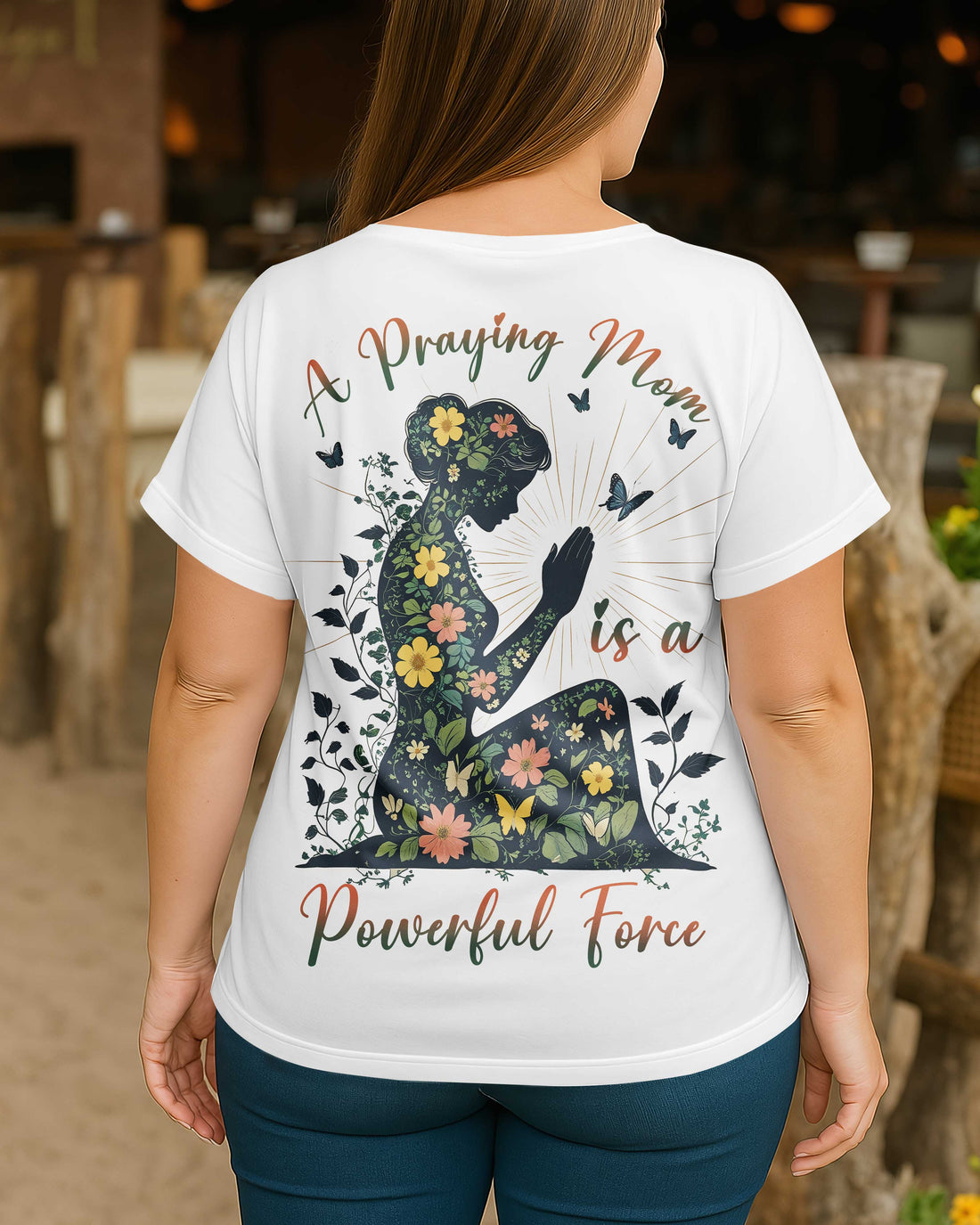 A Praying Mom is a Powerful Force V-neck Dolman Sleeves Shirt