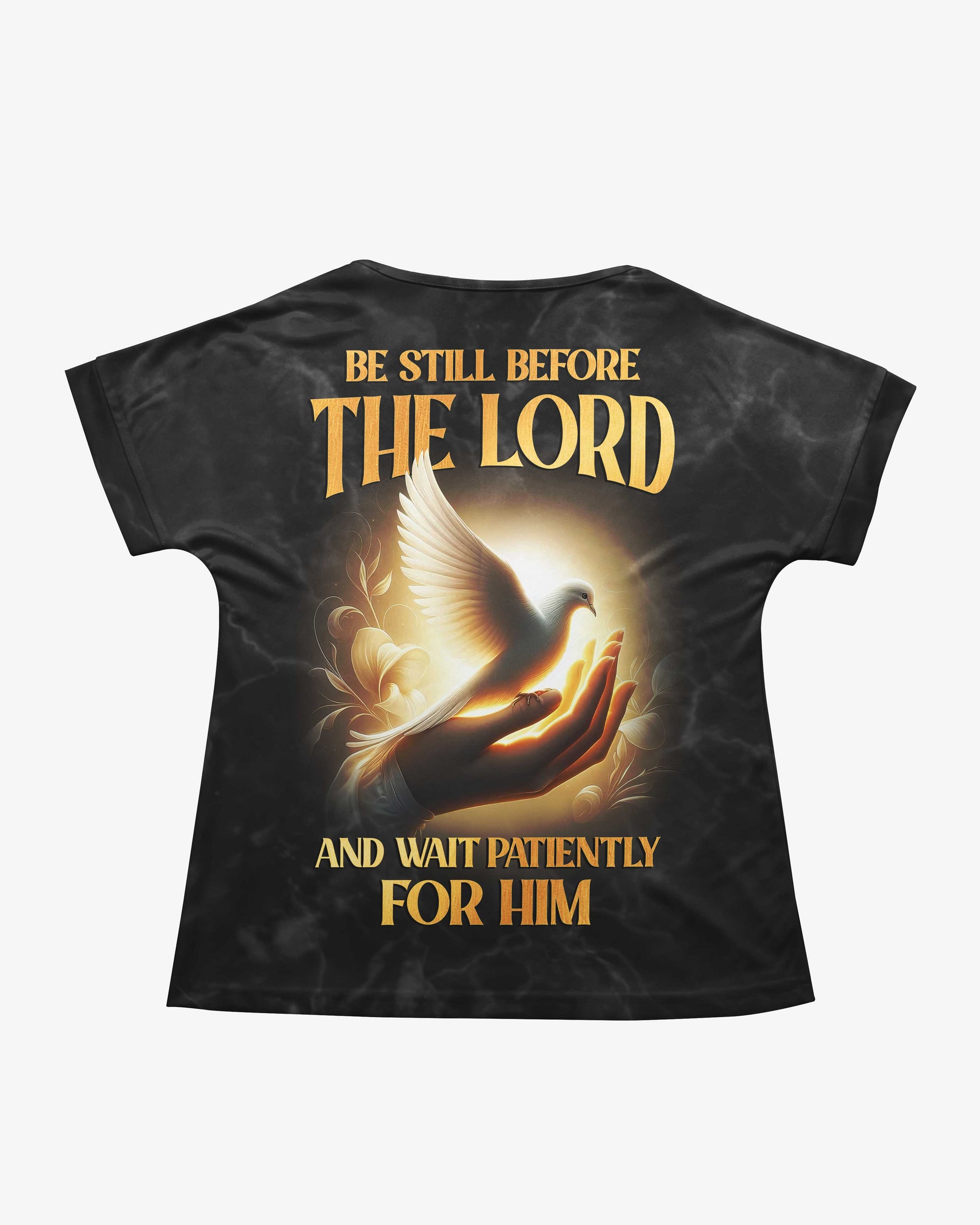 Be Still Before The Lord And Wait Patiently For Him All Over Print V-neck Dolman Sleeves Shirt