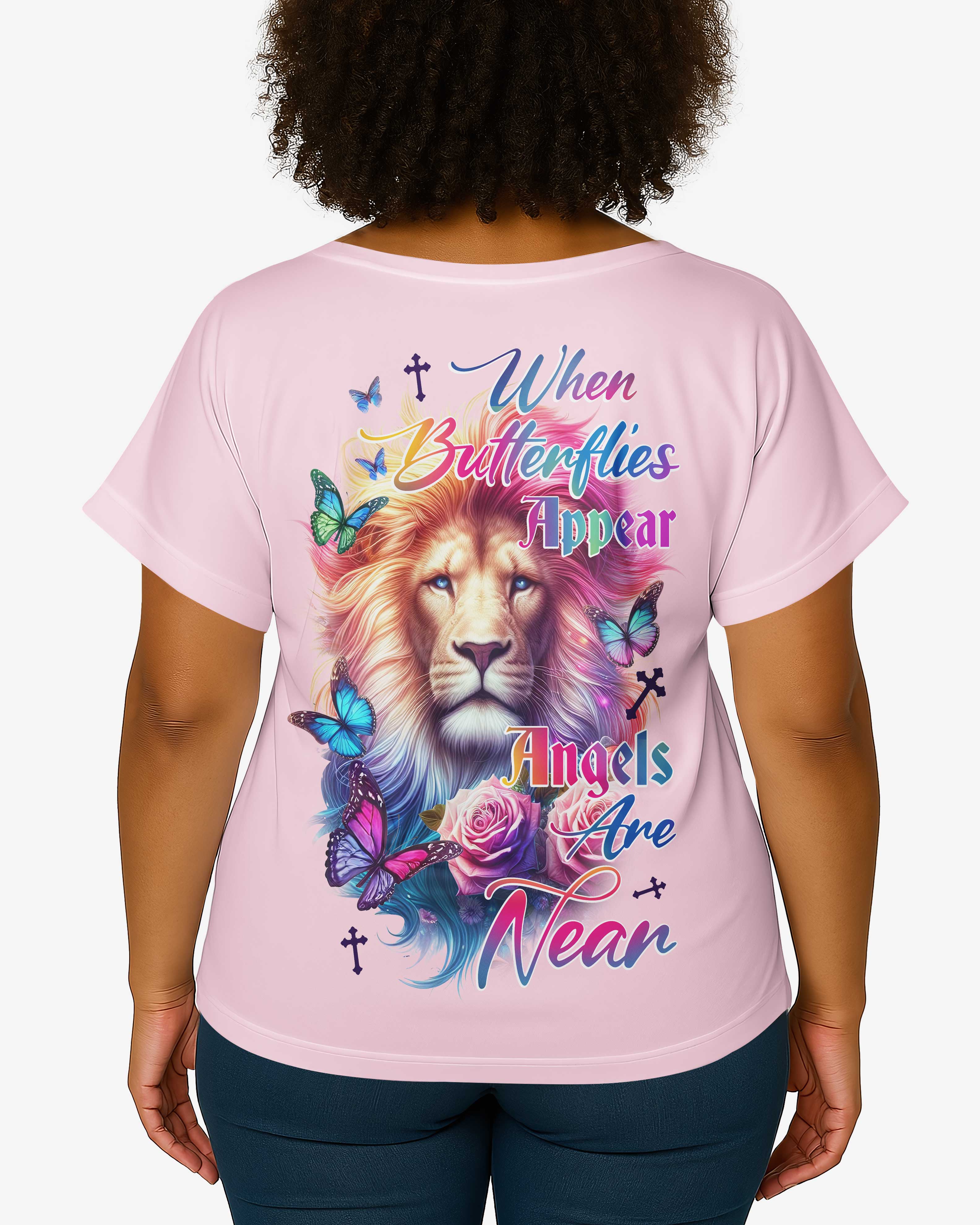 When Butterflies Appear V-neck Dolman Sleeves Shirt