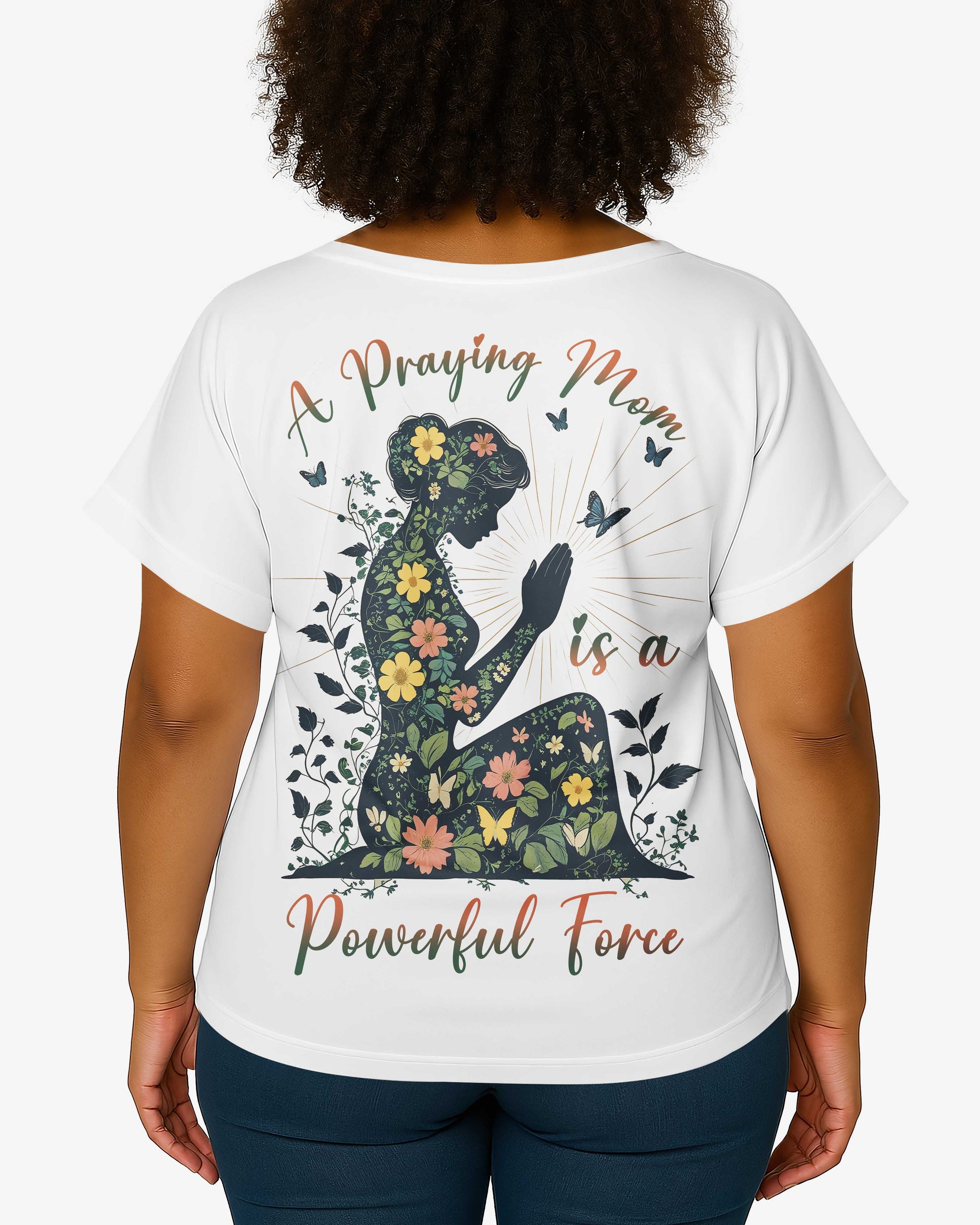 A Praying Mom is a Powerful Force V-neck Dolman Sleeves Shirt