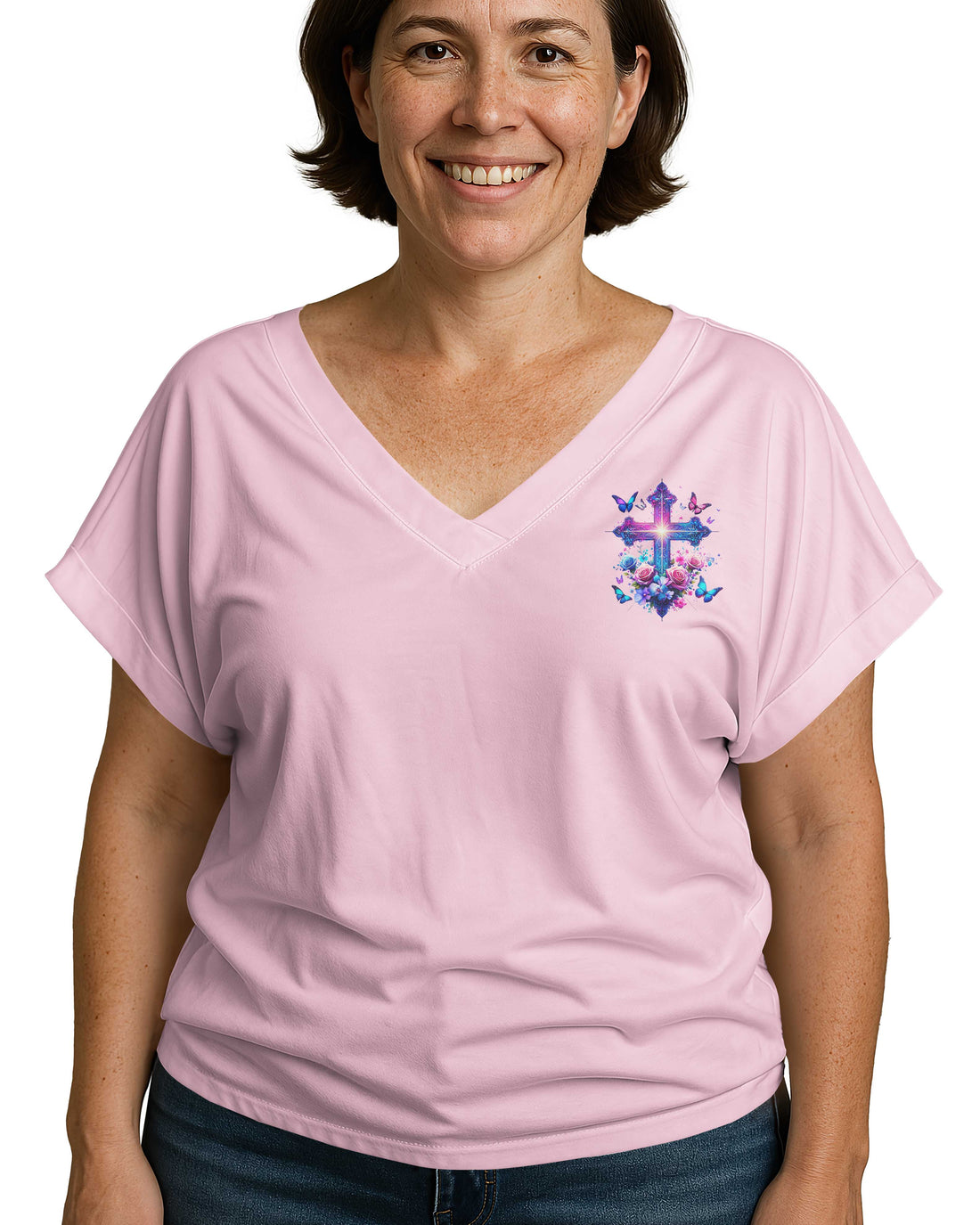 When Butterflies Appear V-neck Dolman Sleeves Shirt