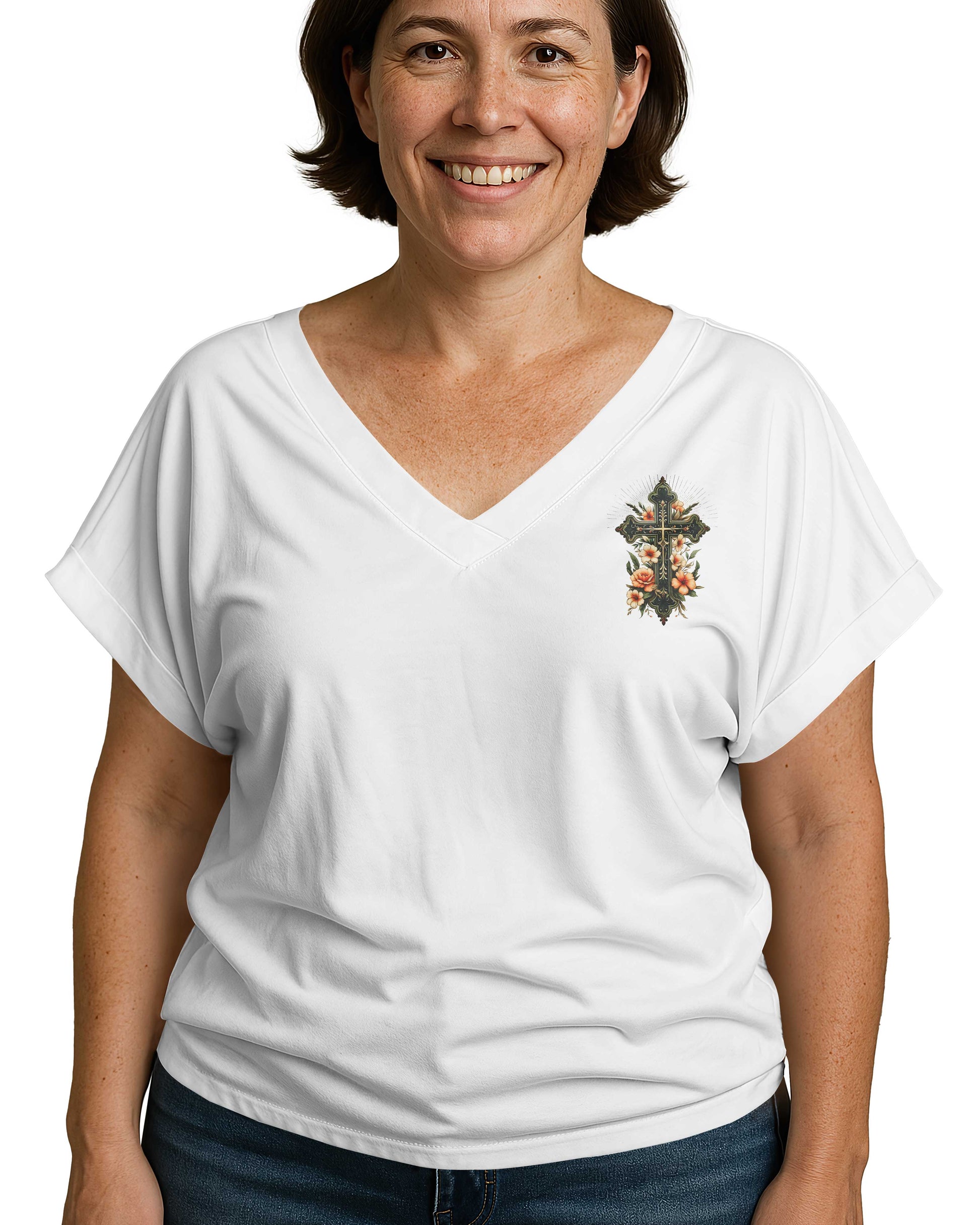 A Praying Mom is a Powerful Force V-neck Dolman Sleeves Shirt
