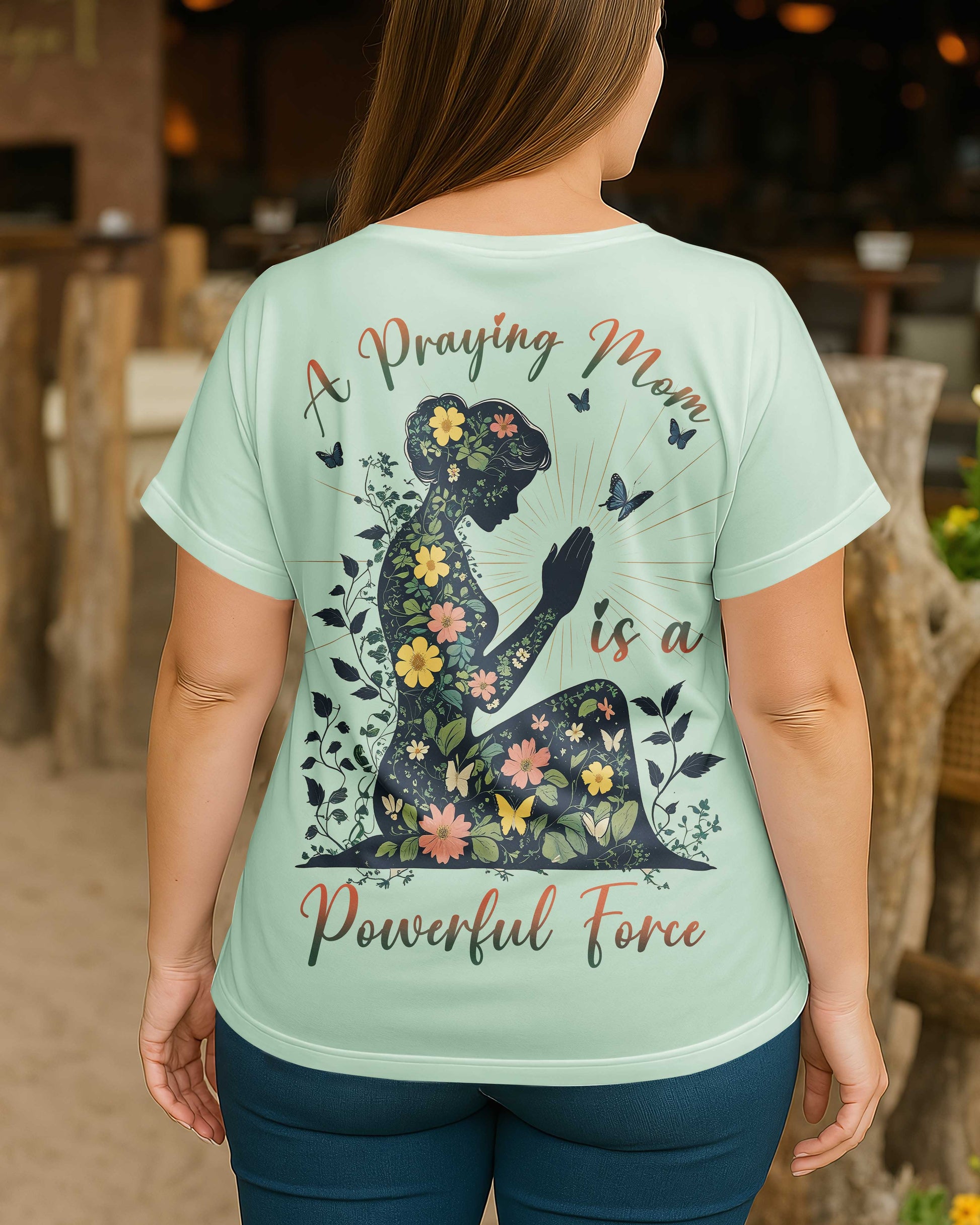 A Praying Mom is a Powerful Force V-neck Dolman Sleeves Shirt