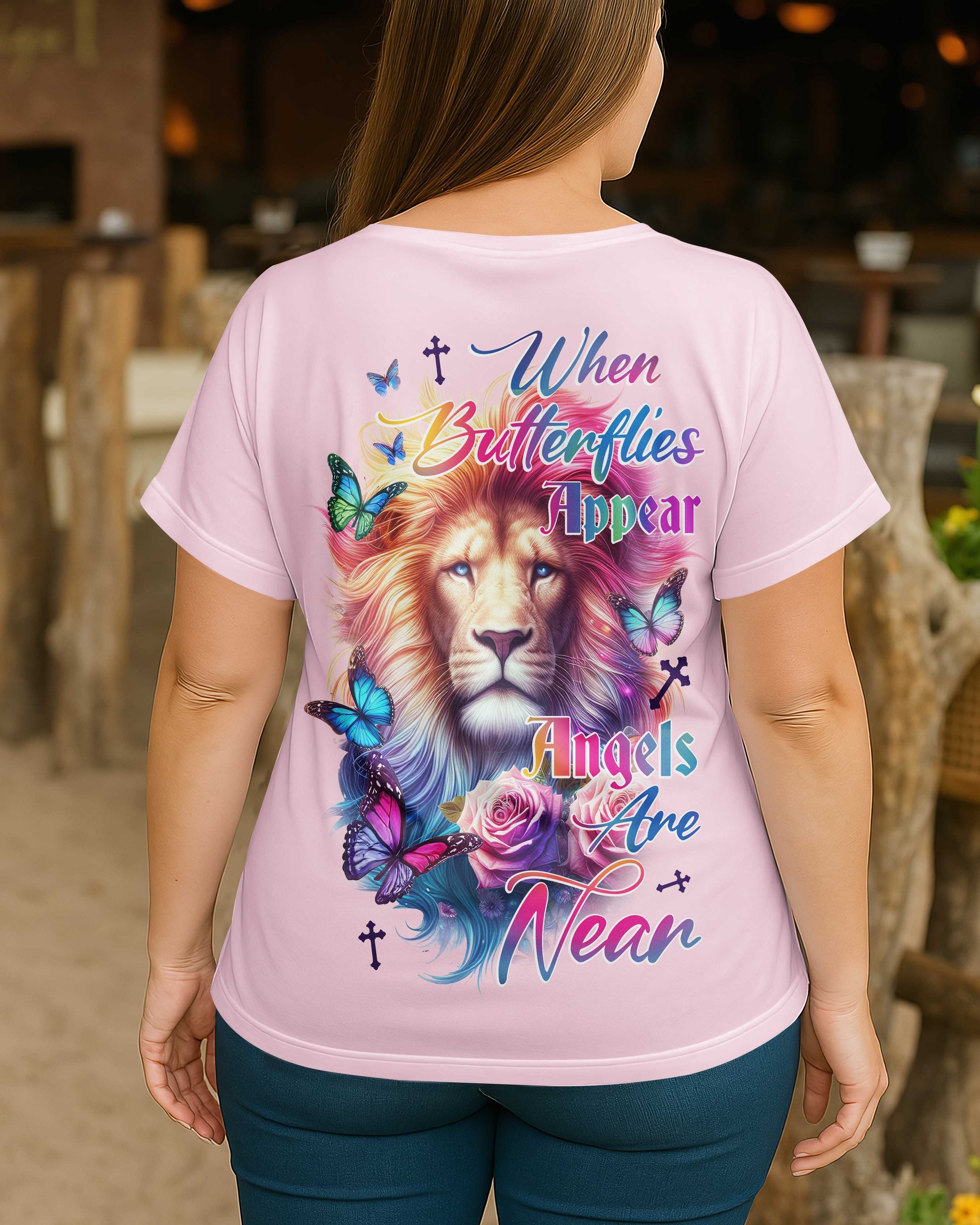 When Butterflies Appear V-neck Dolman Sleeves Shirt