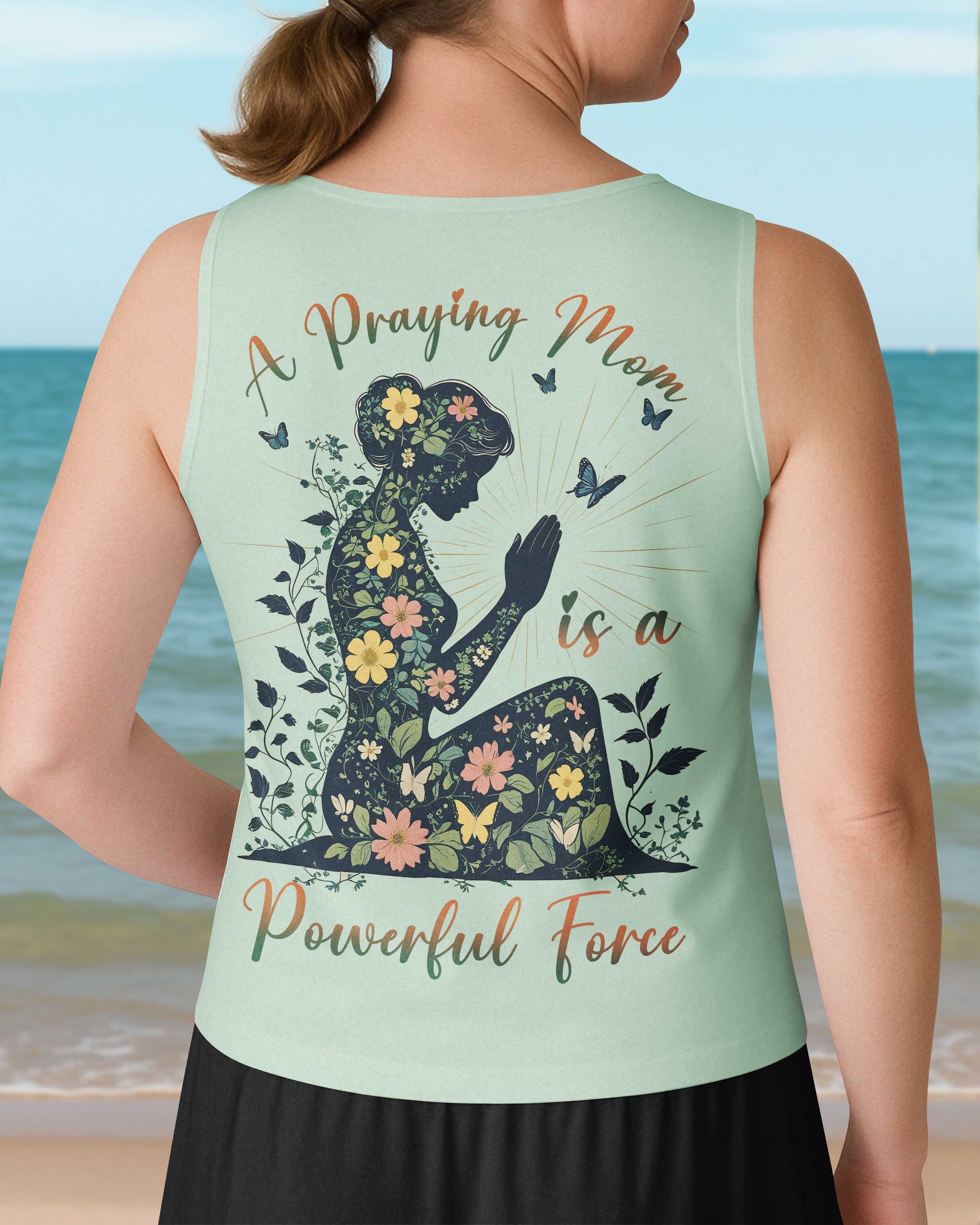 A Praying Mom is a Powerful Force V-neck Tank Top