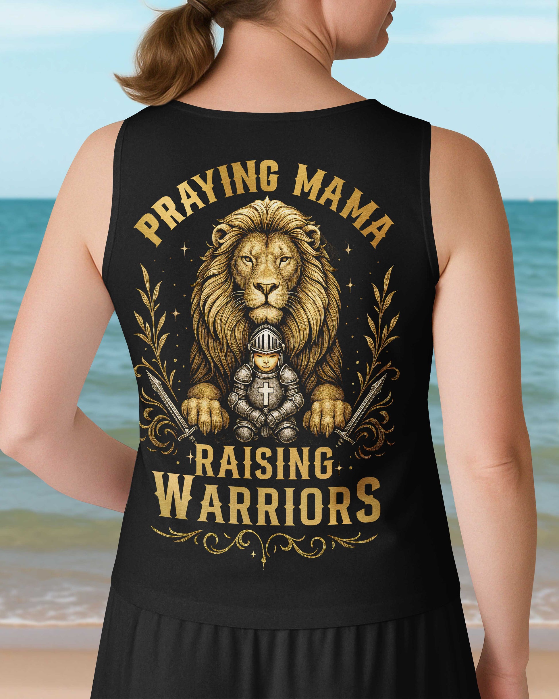 Praying Mama Raising Warriors V-neck Tank Top