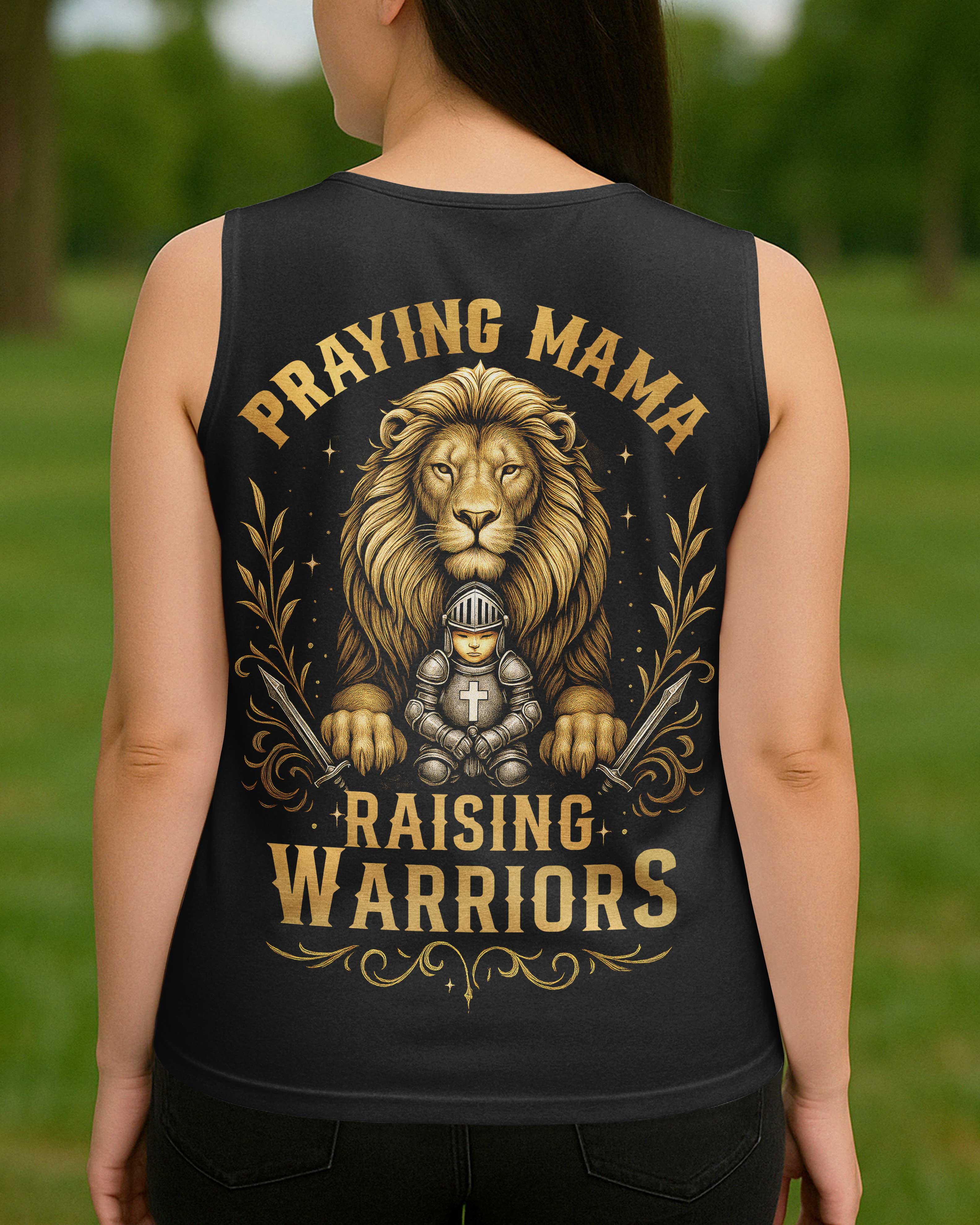 Praying Mama Raising Warriors V-neck Tank Top