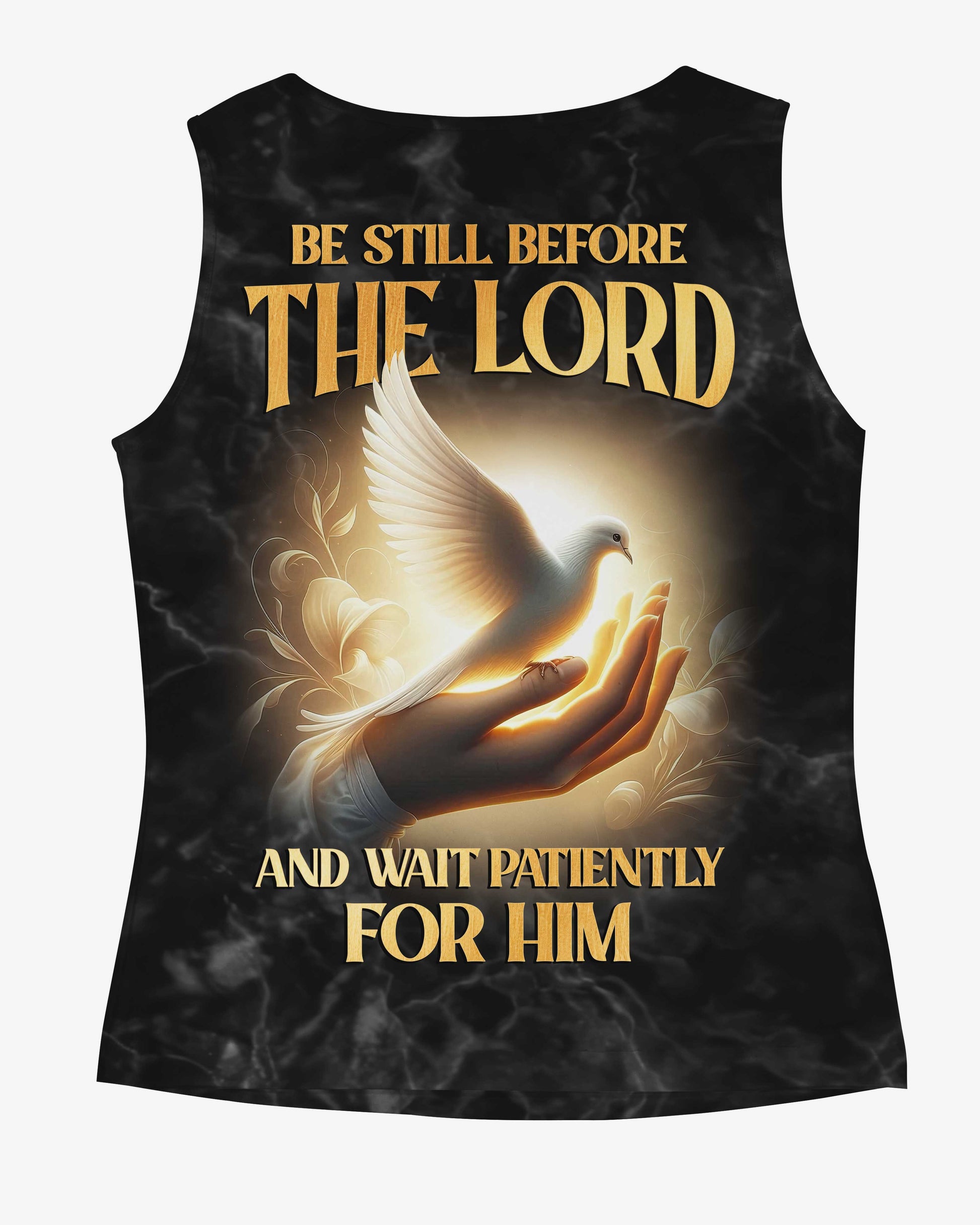 Be Still Before The Lord And Wait Patiently For Him All Over Print V-neck Tank Top