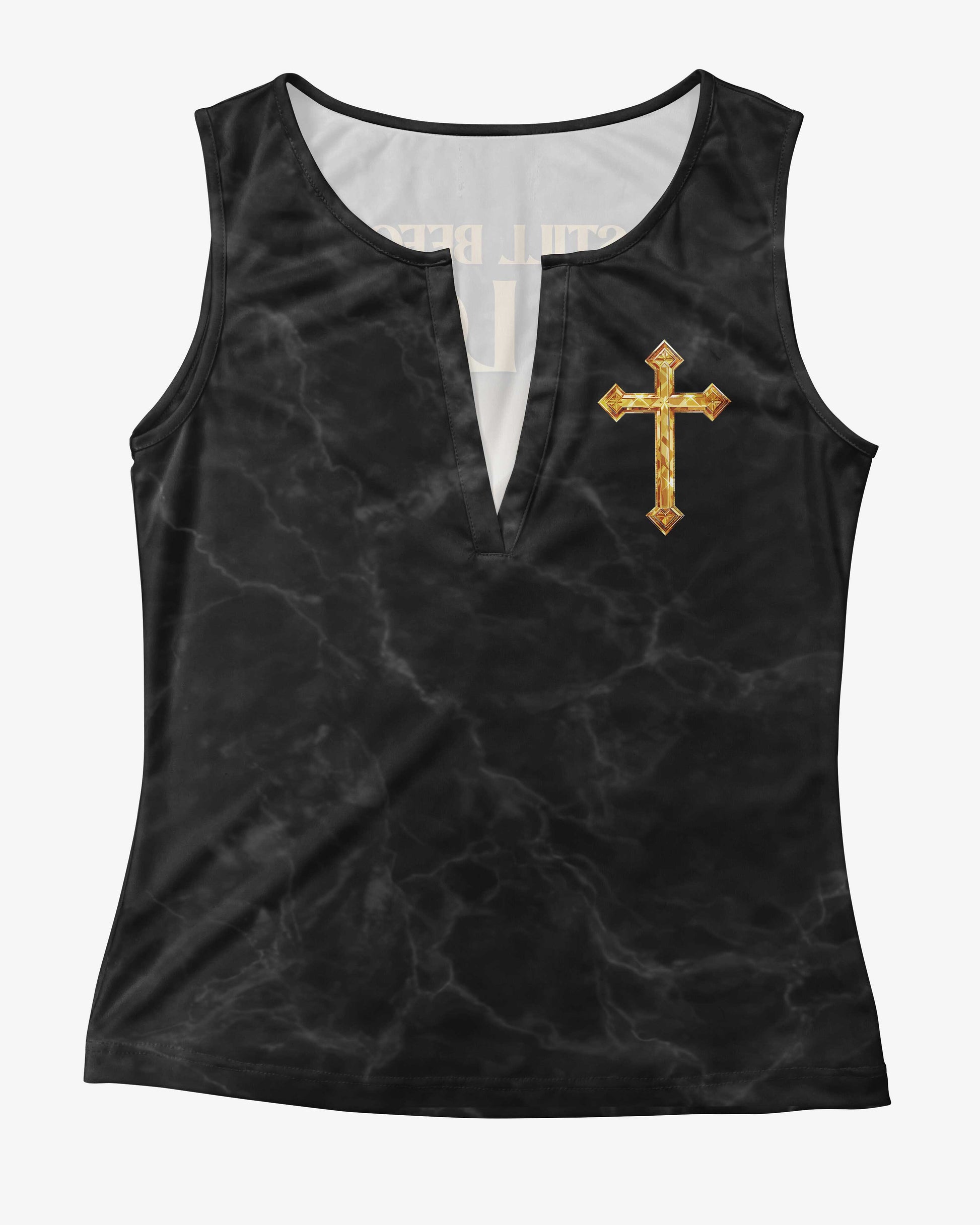 Be Still Before The Lord And Wait Patiently For Him All Over Print V-neck Tank Top