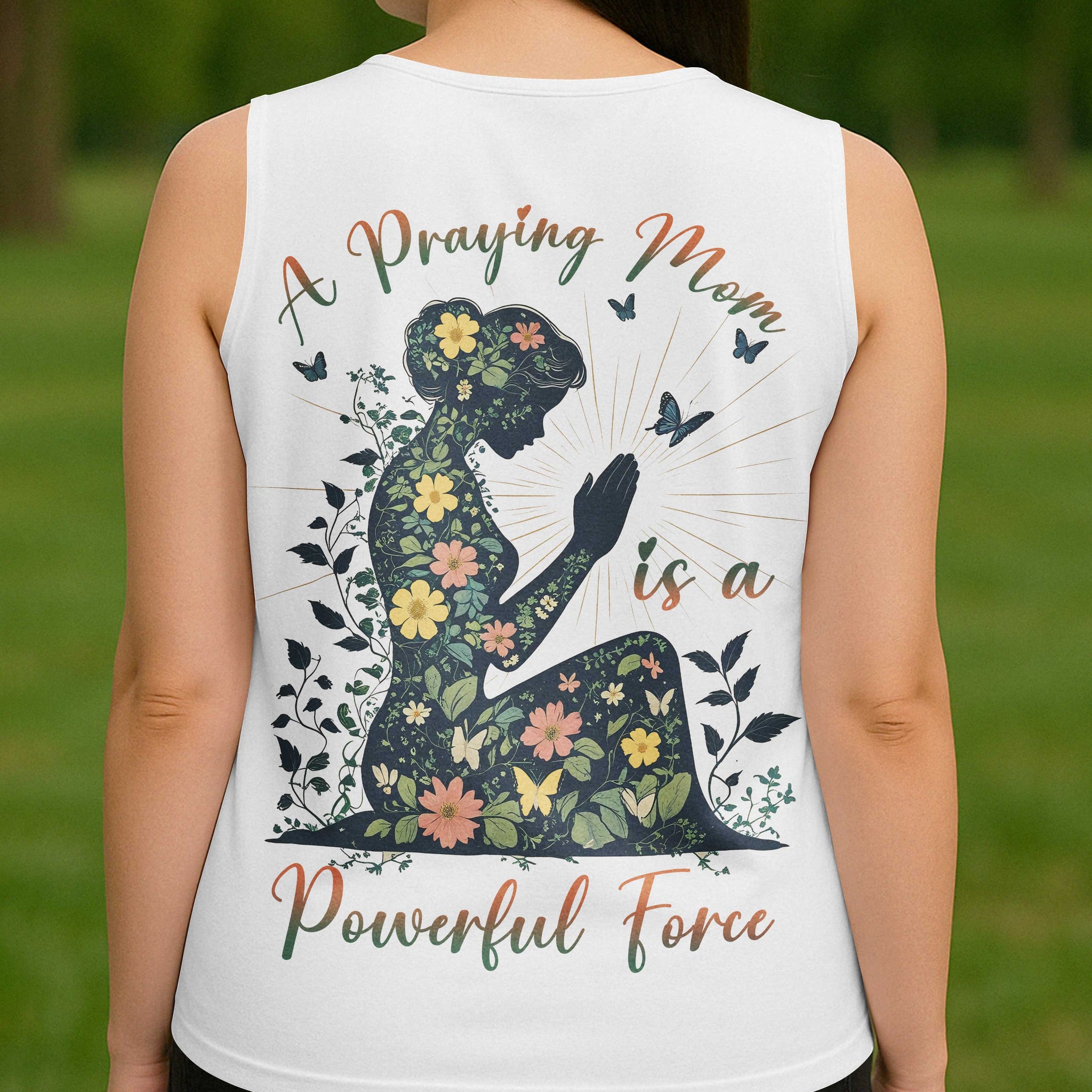 A Praying Mom is a Powerful Force V-neck Tank Top